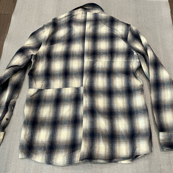 [L] Treasure&Bond Trim Fit Blue Gray Plaid Cotton LS Button Shirt - Picture 9 of 9